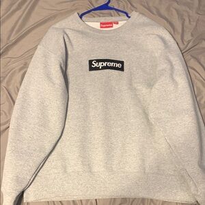 Supreme Gray And Black Box Logo *Authentic*